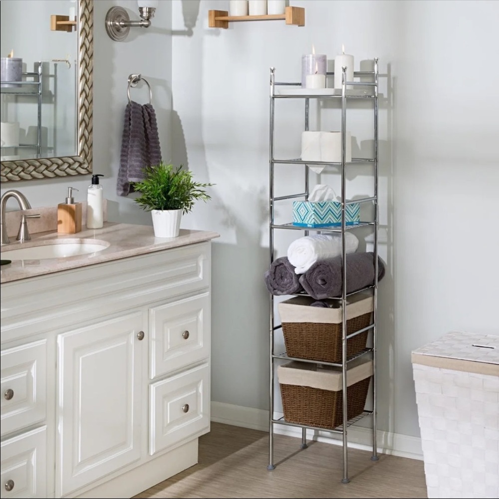NEW 6 Tier Chrome Bathroom Storage Shelving